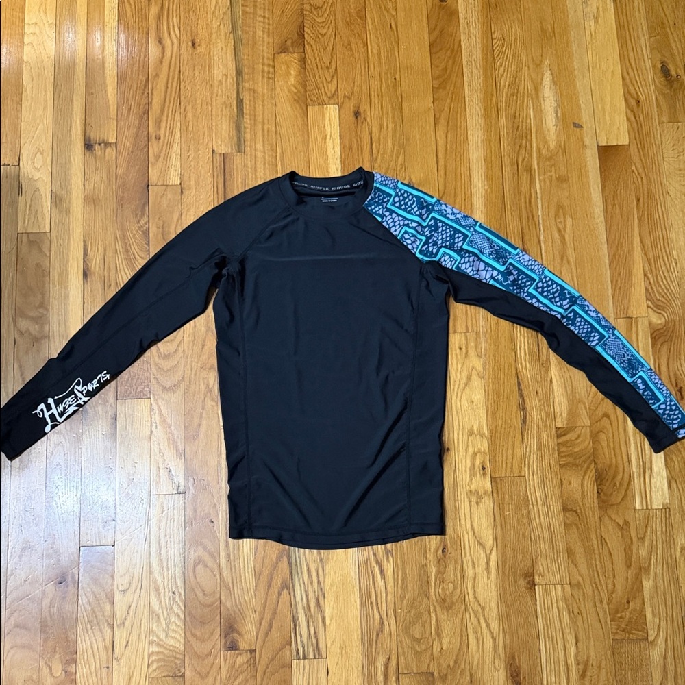 Hurley Men's Black and Blue Rash Guard